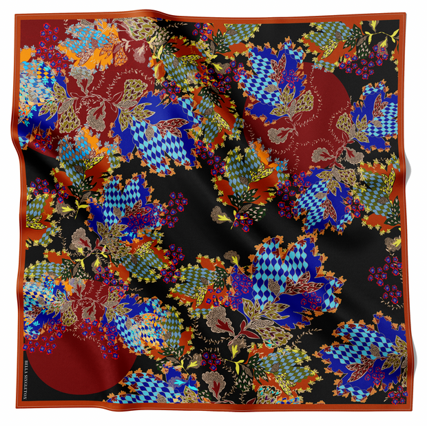 Autumn Leaves Silk Scarf - Burgundy