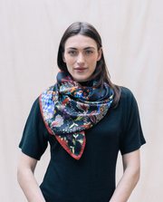 Autumn Leaves Silk Scarf - Burgundy
