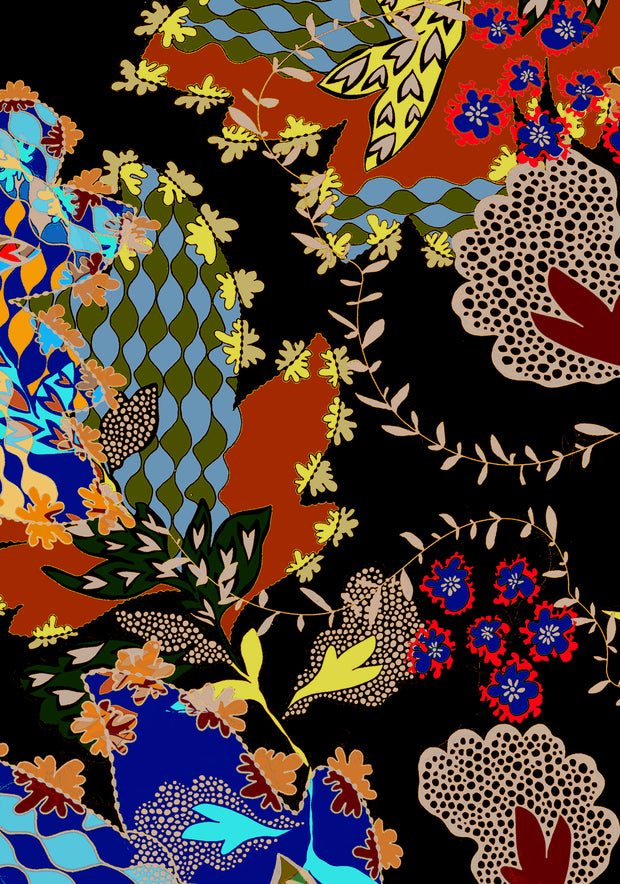 Autumn Leaves Silk Scarf - Burgundy